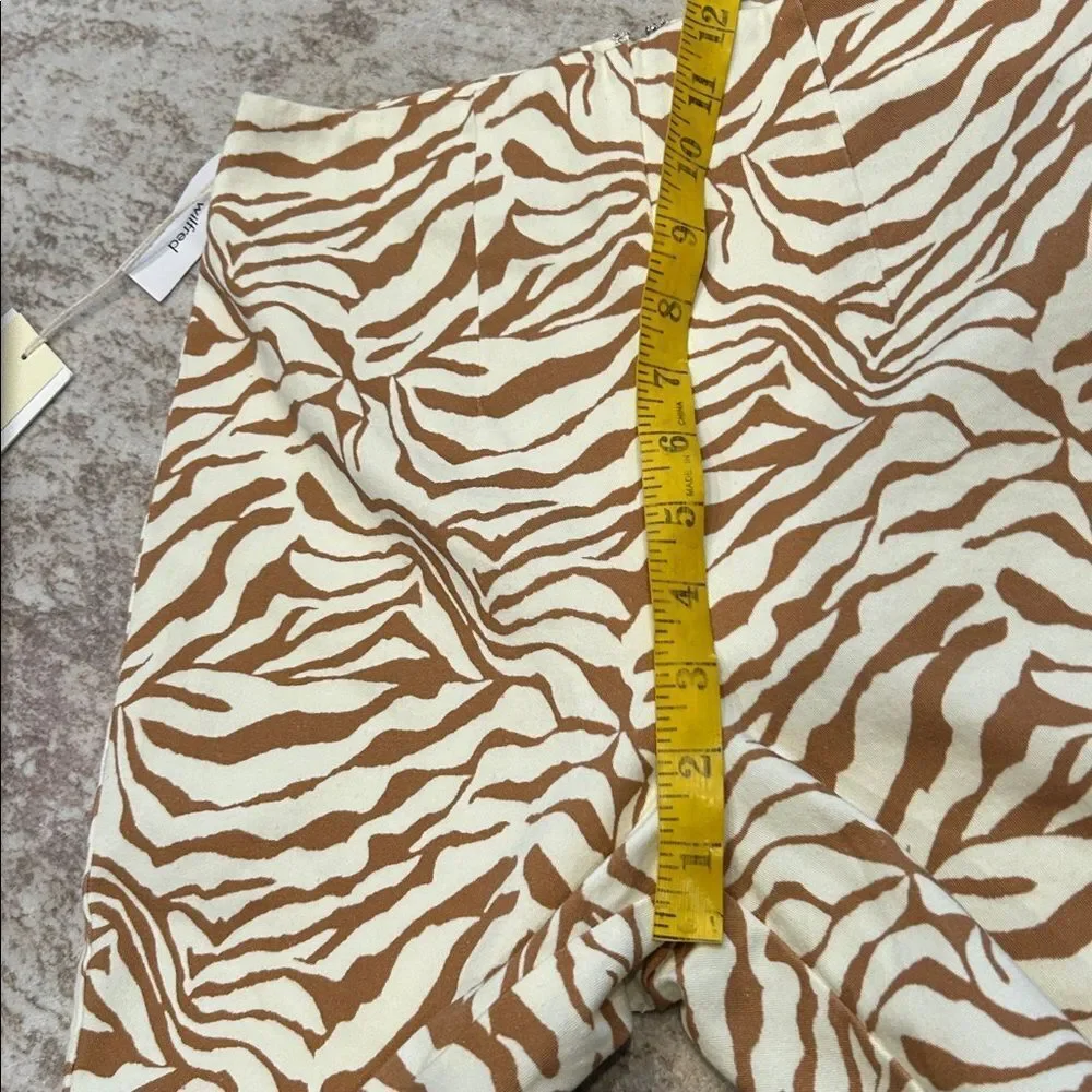 Wilfred Zebra-Print Cropped Pants in Cream & Brown size 2, new with tags